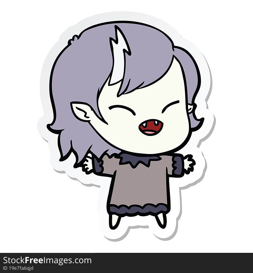 Sticker Of A Cartoon Laughing Vampire Girl