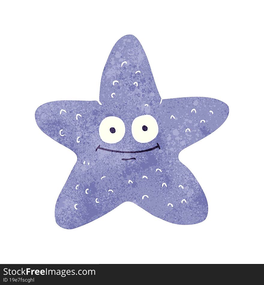 freehand retro cartoon starfish