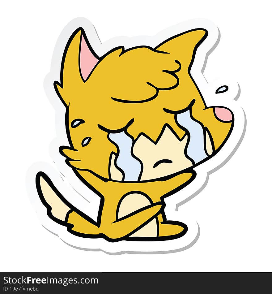 sticker of a crying fox cartoon