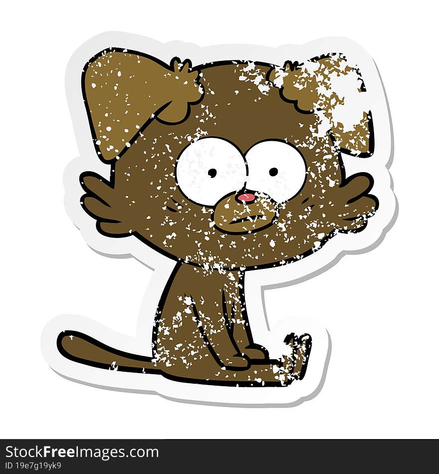 distressed sticker of a nervous dog cartoon