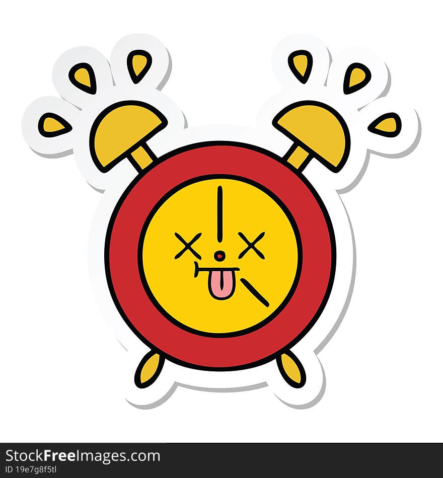 sticker of a cute cartoon alarm clock