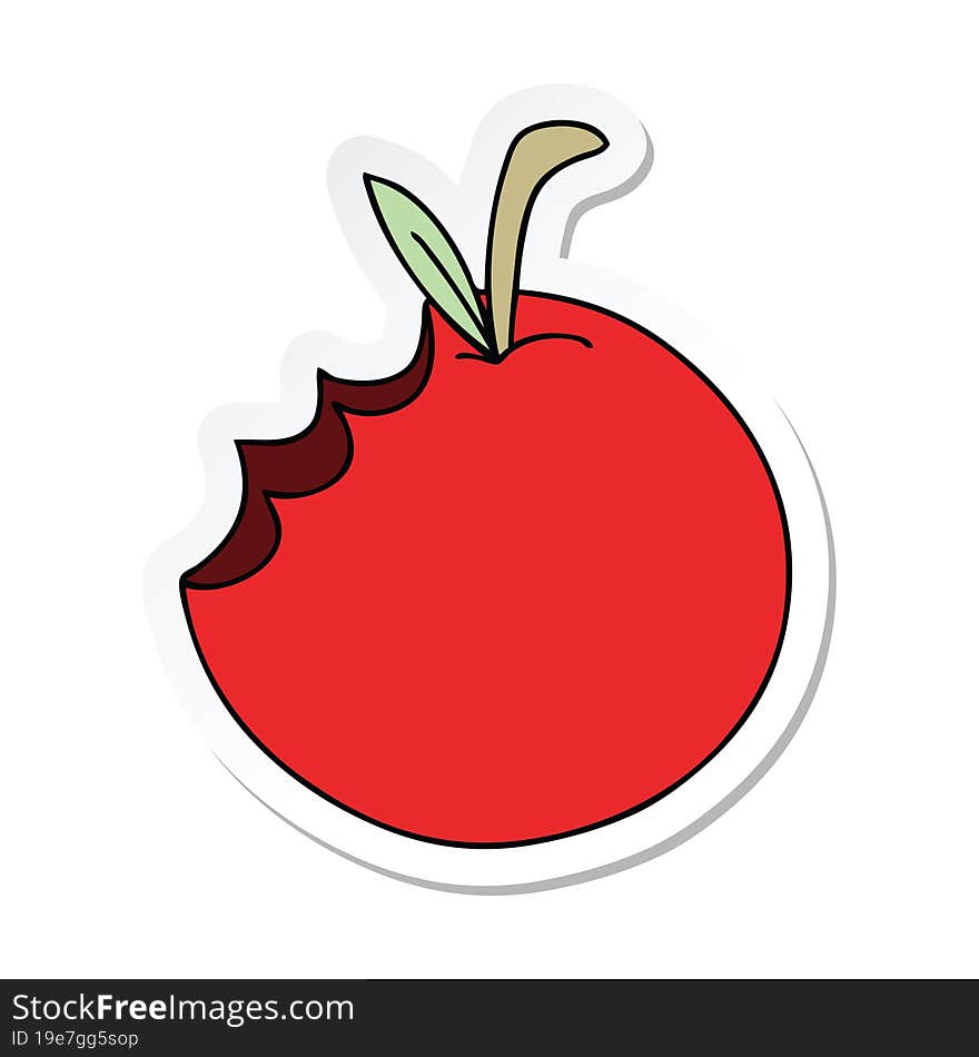 sticker of a quirky hand drawn cartoon apple