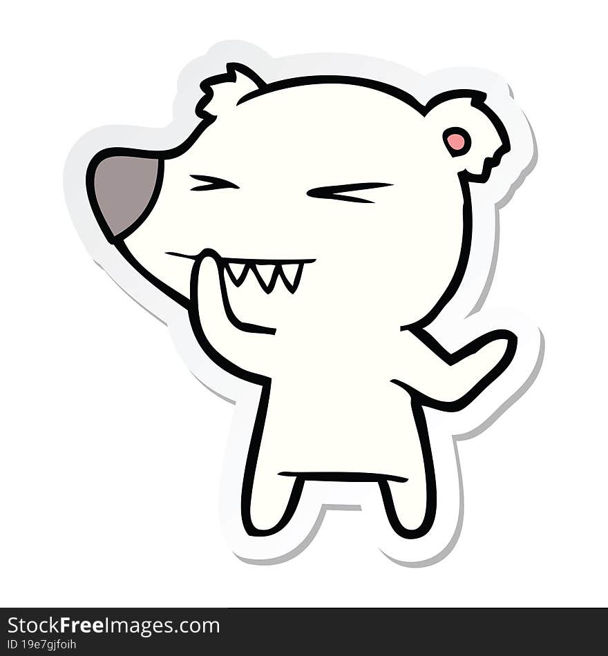 Sticker Of A Angry Polar Bear Cartoon Thinking