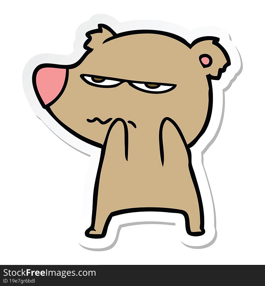 sticker of a annoyed bear cartoon