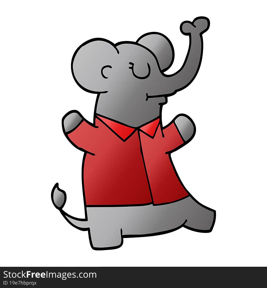 Cartoon Doodle Elephant Wearing Shirt