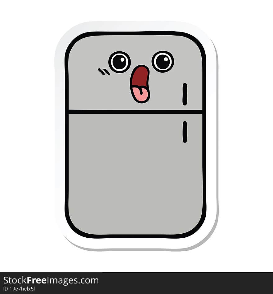 Sticker Of A Cute Cartoon Fridge Freezer