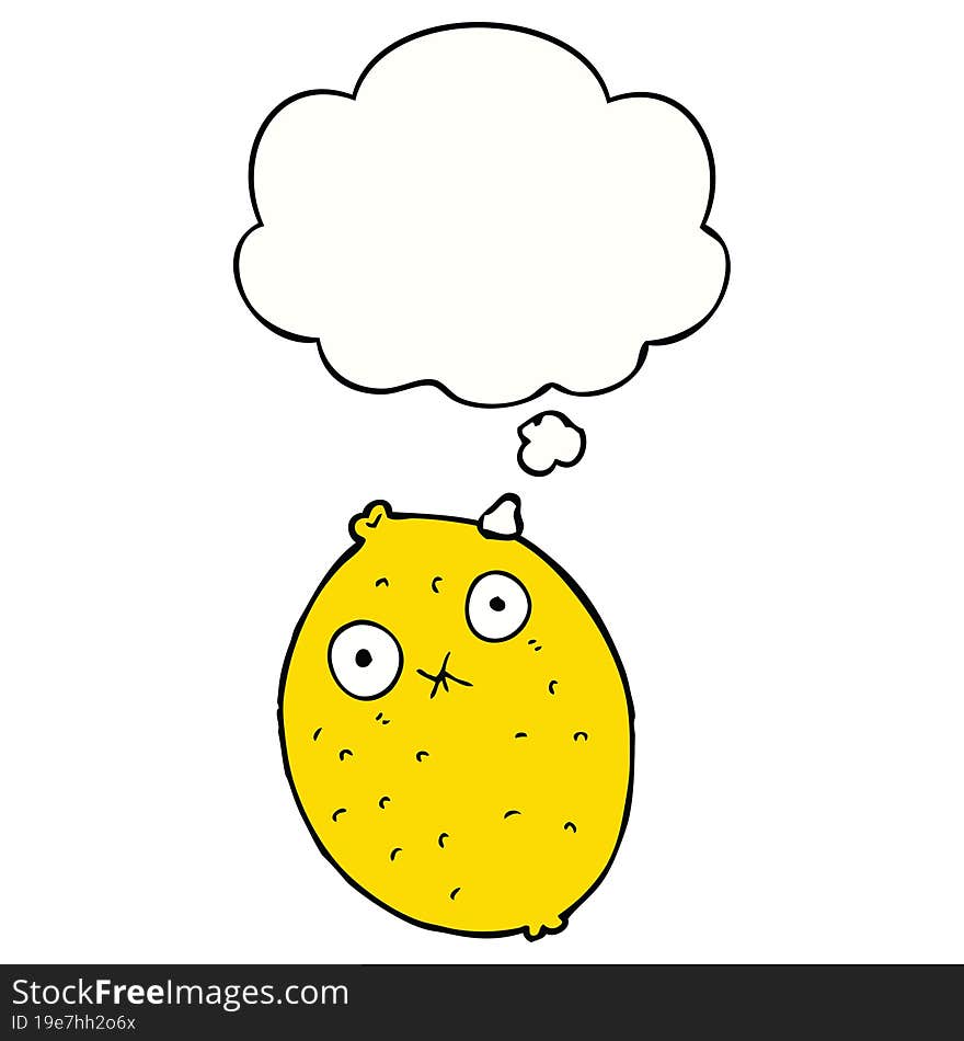 cartoon bitter lemon and thought bubble