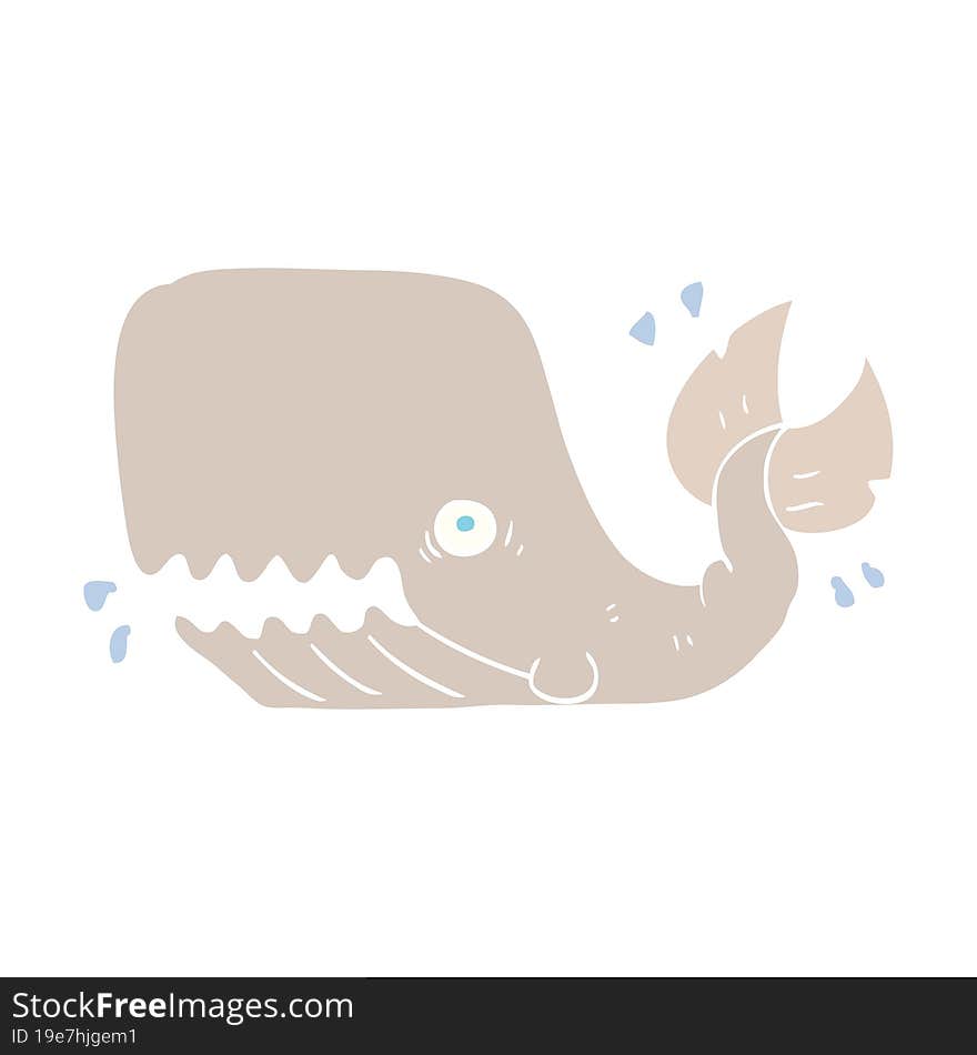 Flat Color Illustration Of A Cartoon Angry Whale