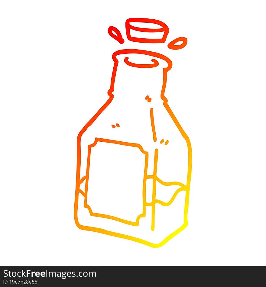 warm gradient line drawing of a cartoon drink in decanter