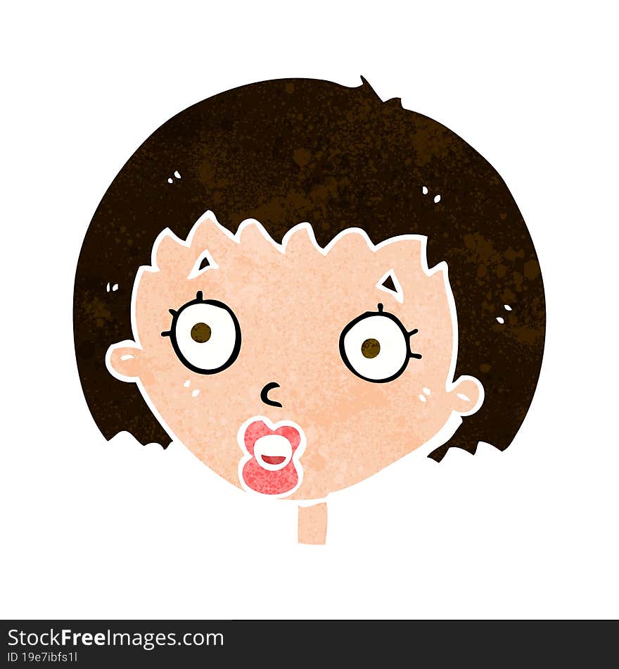 cartoon surprised female face