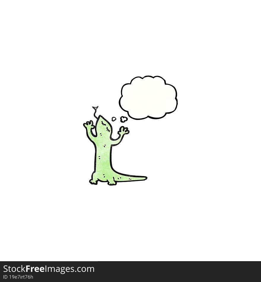 cartoon lizard with thought bubble