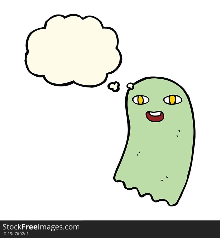 funny cartoon ghost with thought bubble