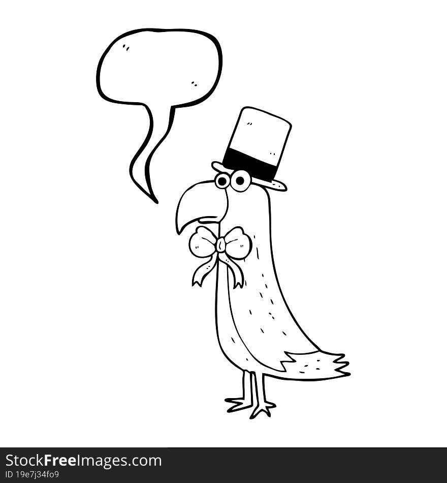 freehand drawn speech bubble cartoon posh parrot