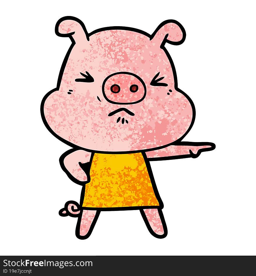 cartoon angry pig. cartoon angry pig