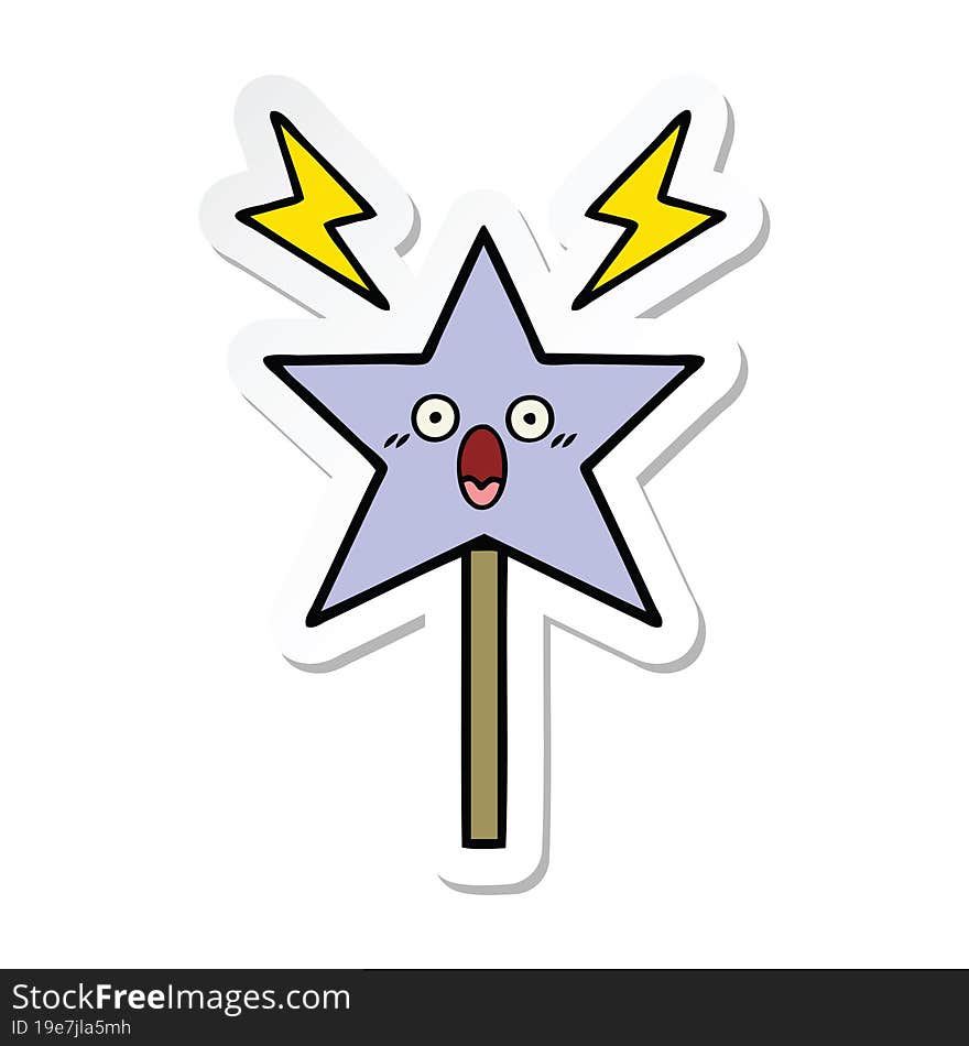 sticker of a cute cartoon magic wand