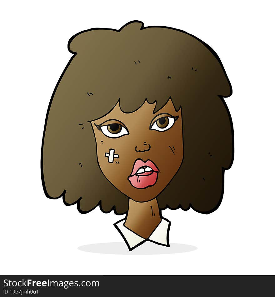 Cartoon Woman With Bruised Face