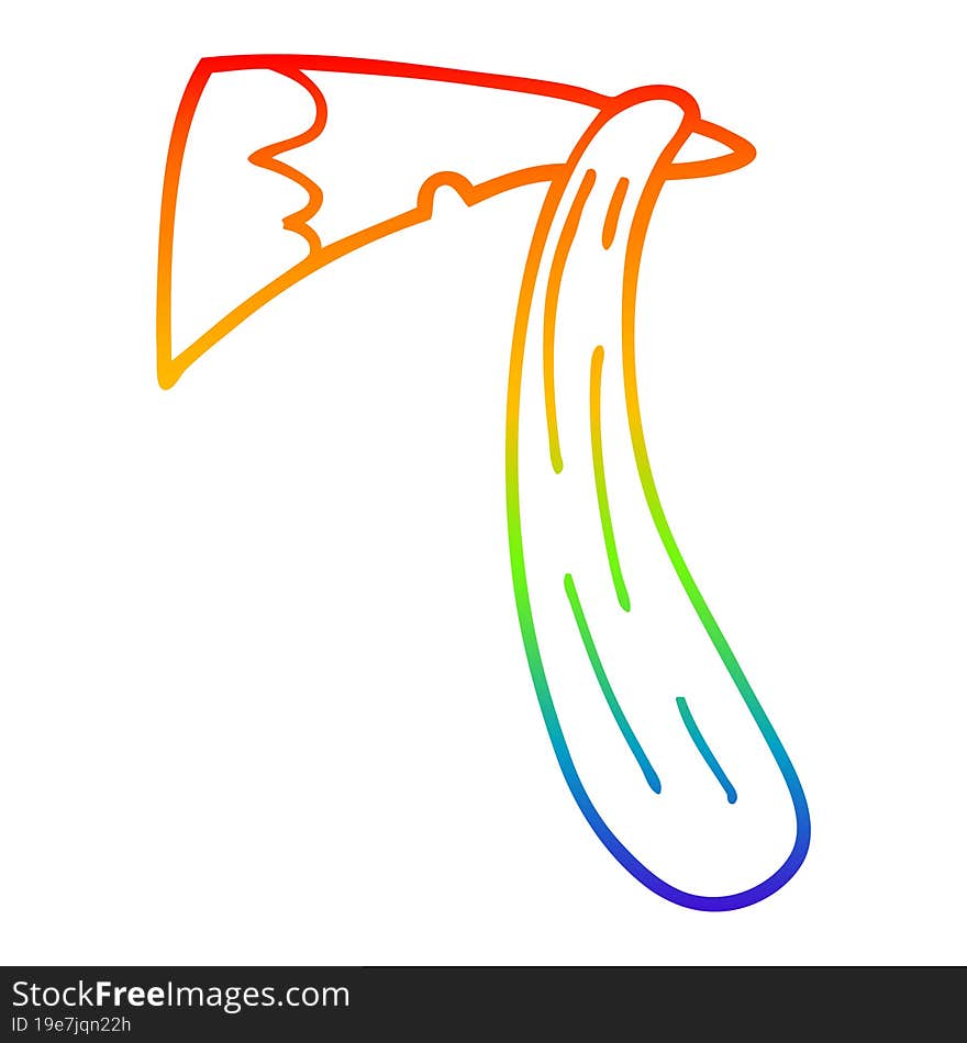 rainbow gradient line drawing cartoon bloody axe