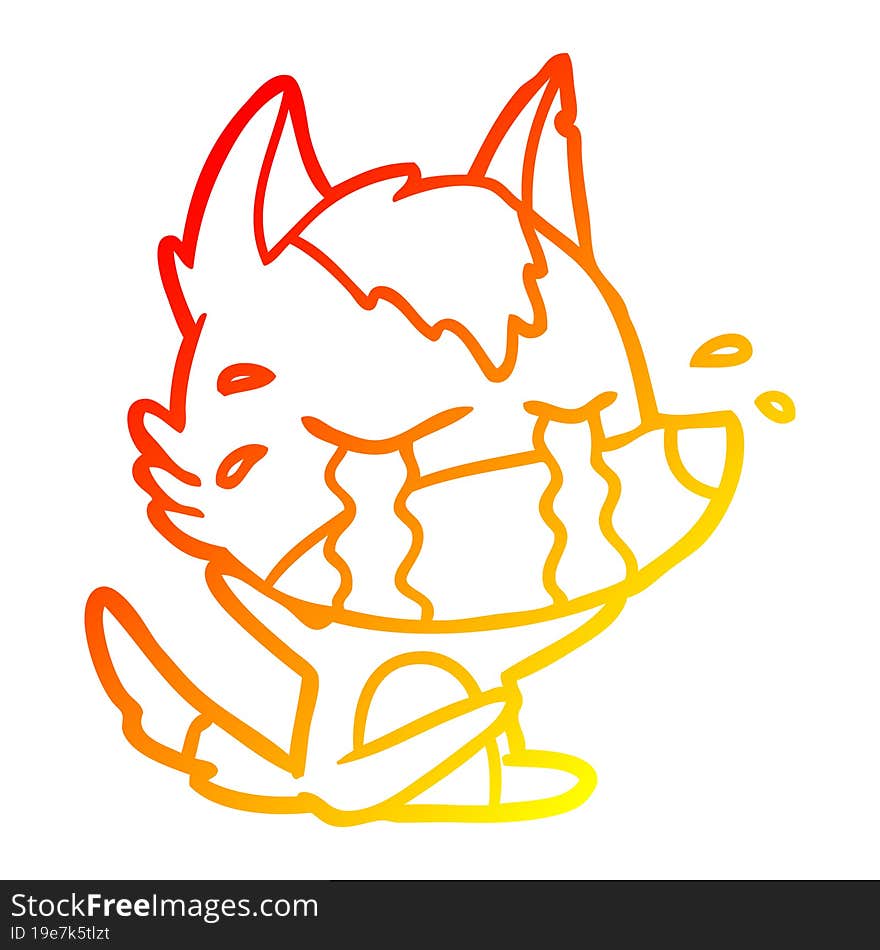 warm gradient line drawing cartoon crying wolf