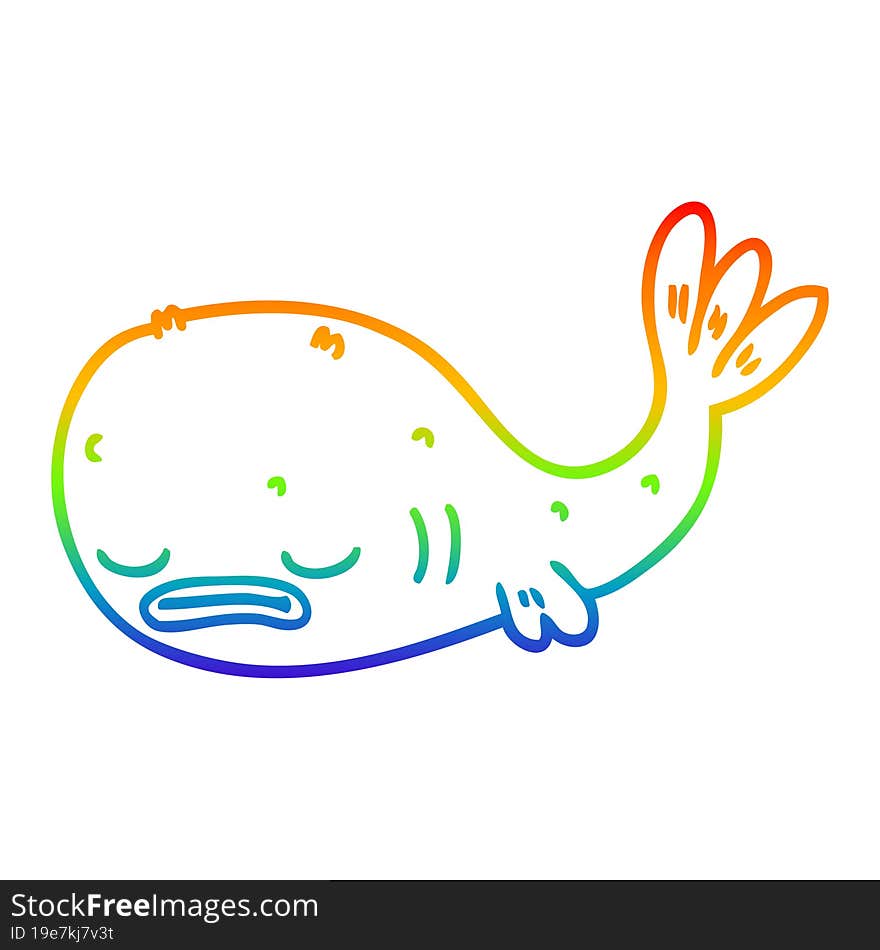 Rainbow Gradient Line Drawing Cartoon Fish