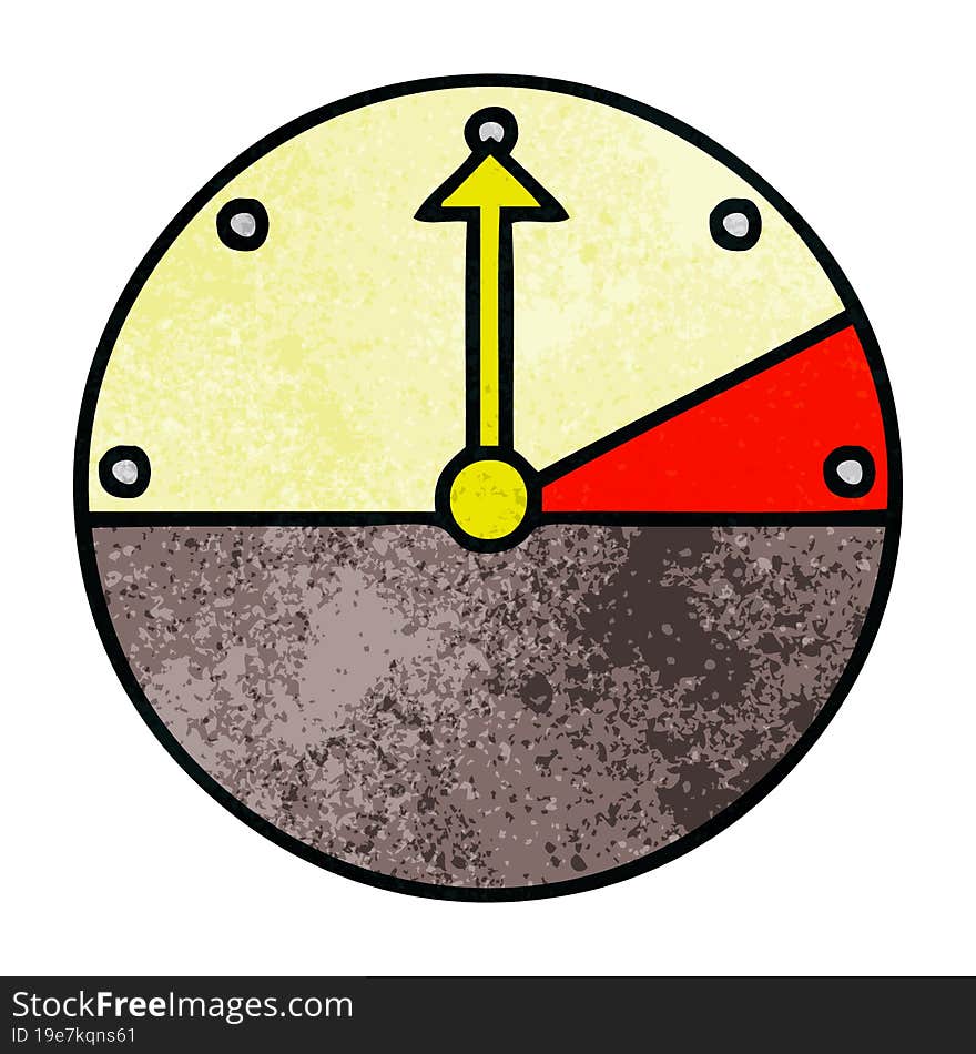 retro grunge texture cartoon of a speedometer