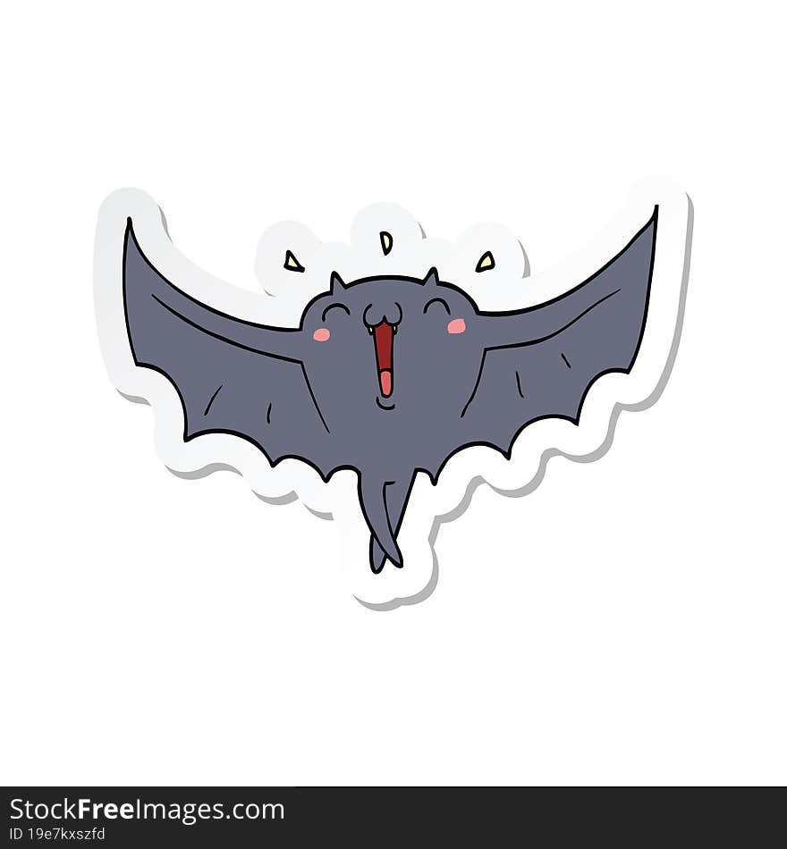 Sticker Of A Cartoon Happy Vampire Bat