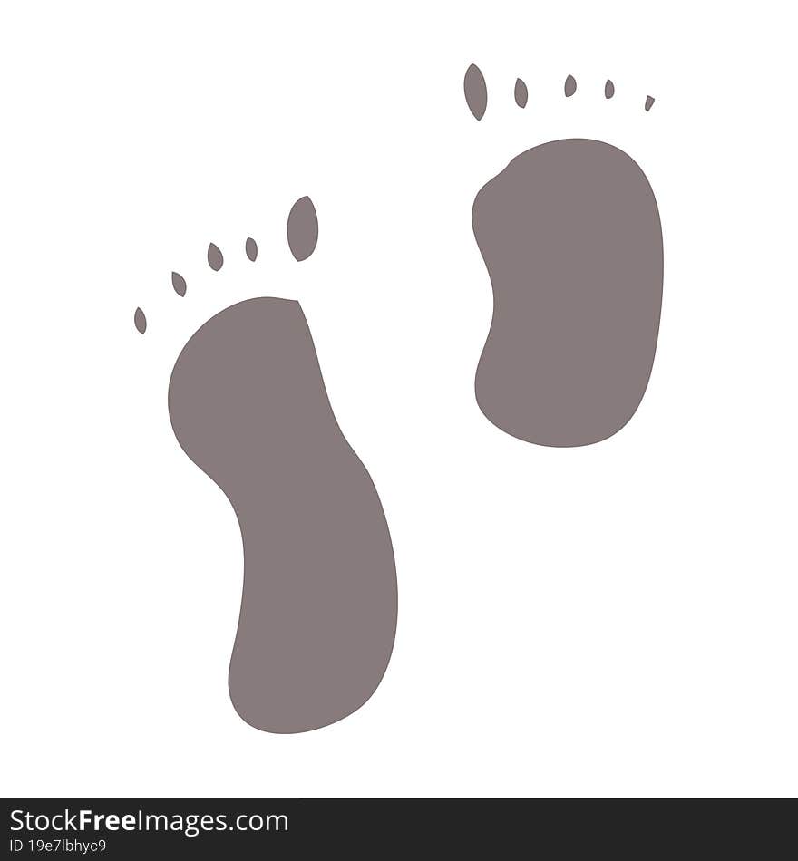 Flat Color Illustration Cartoon Foot Prints