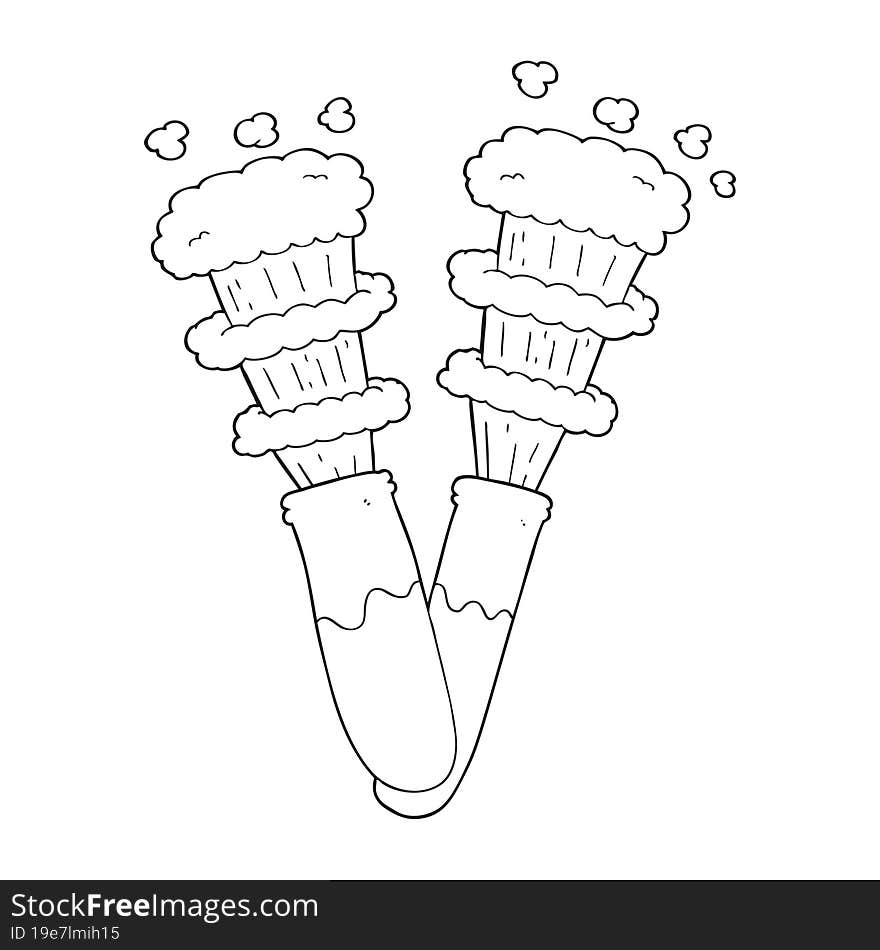 black and white cartoon chemicals in test tubes