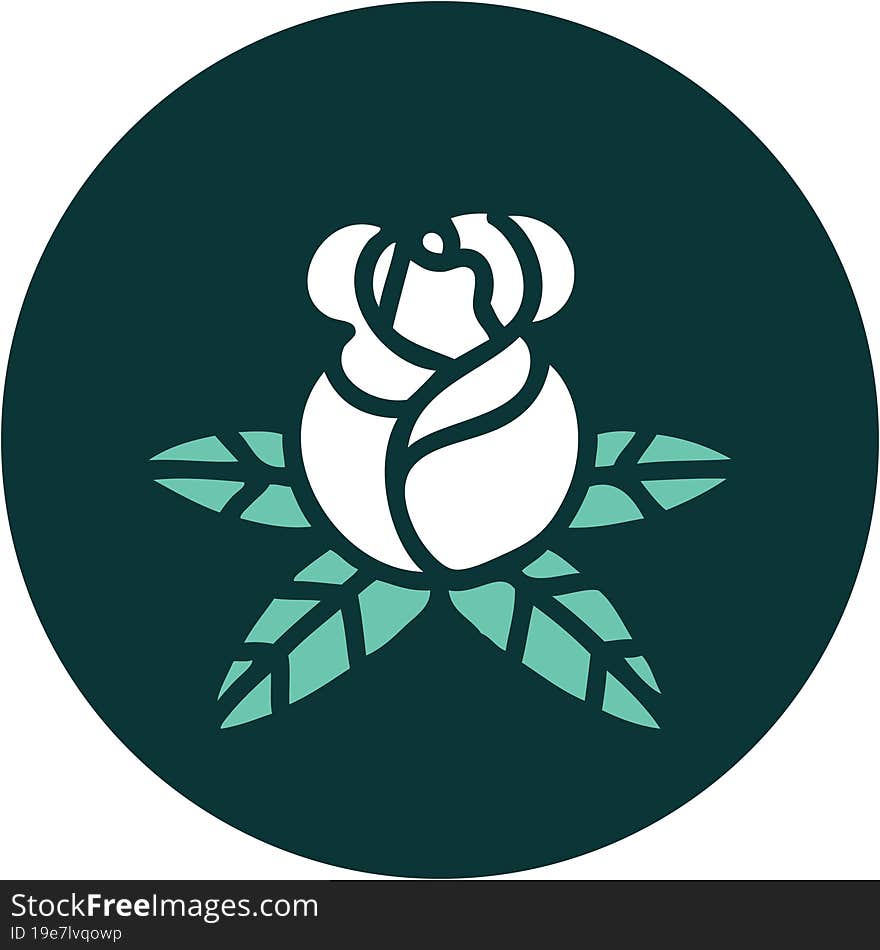 tattoo style icon of a single rose