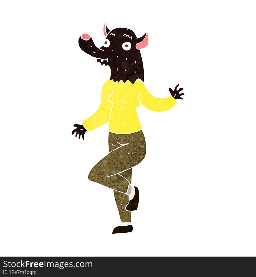 cartoon dancing werewolf woman