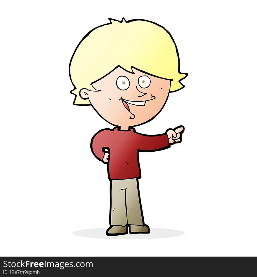 cartoon boy laughing and pointing