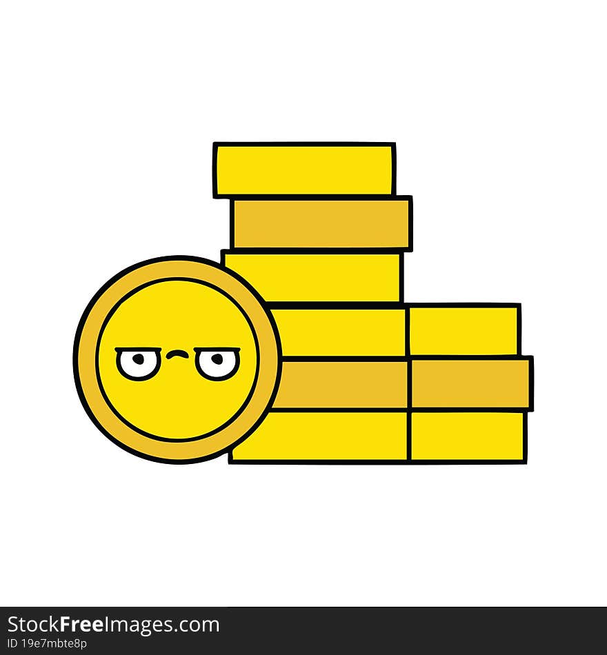 cute cartoon of a coins. cute cartoon of a coins