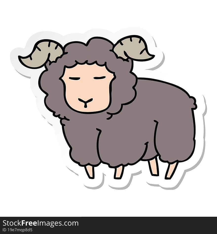 sticker of a quirky hand drawn cartoon ram