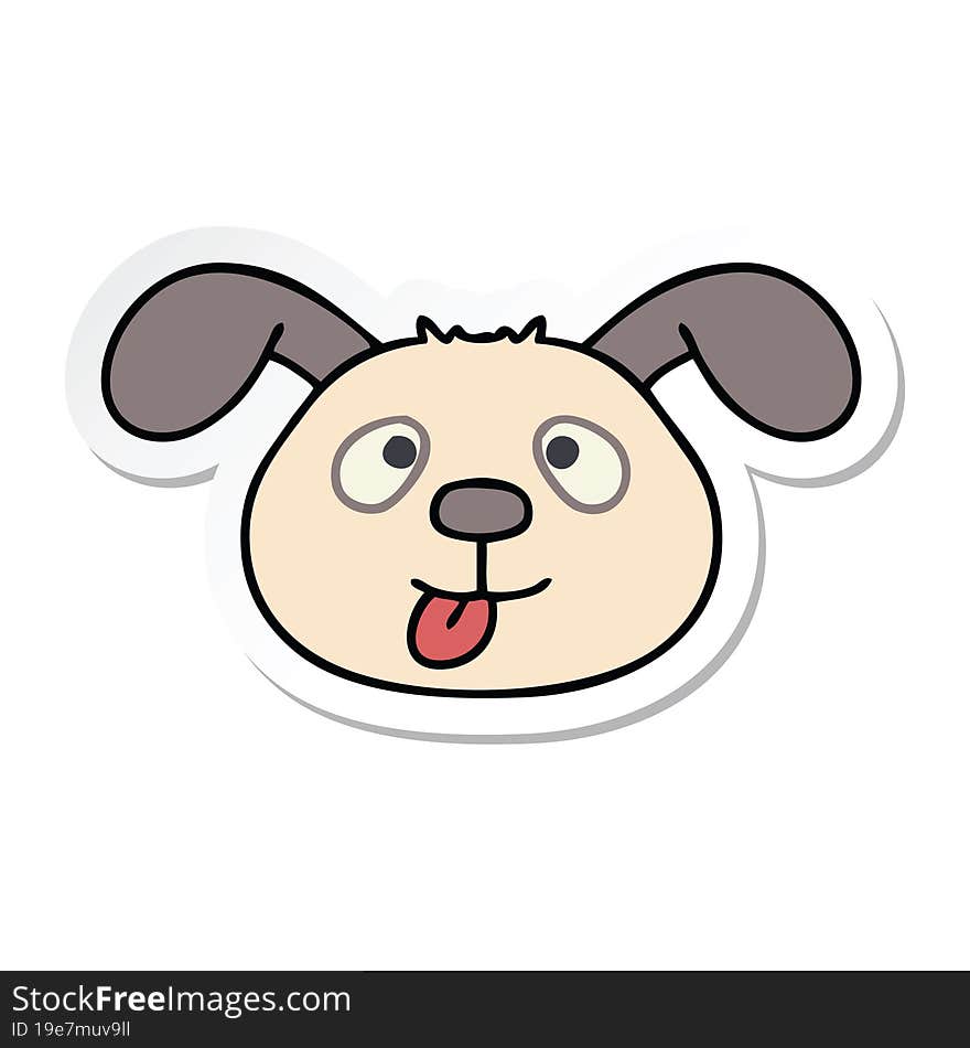 sticker of a quirky hand drawn cartoon dog face