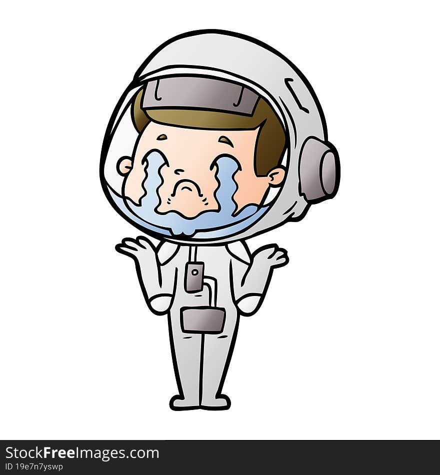 cartoon crying astronaut. cartoon crying astronaut