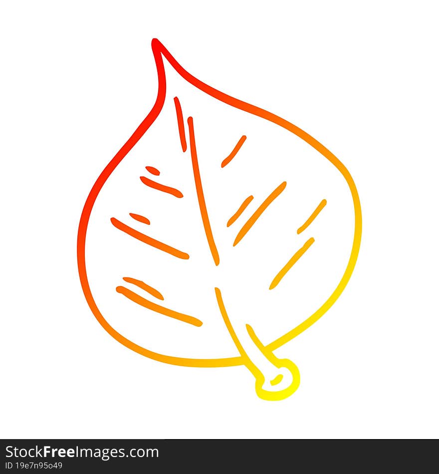 warm gradient line drawing cartoon leaf