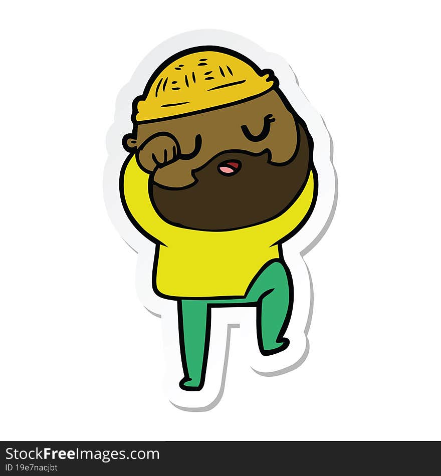 sticker of a cartoon man with beard