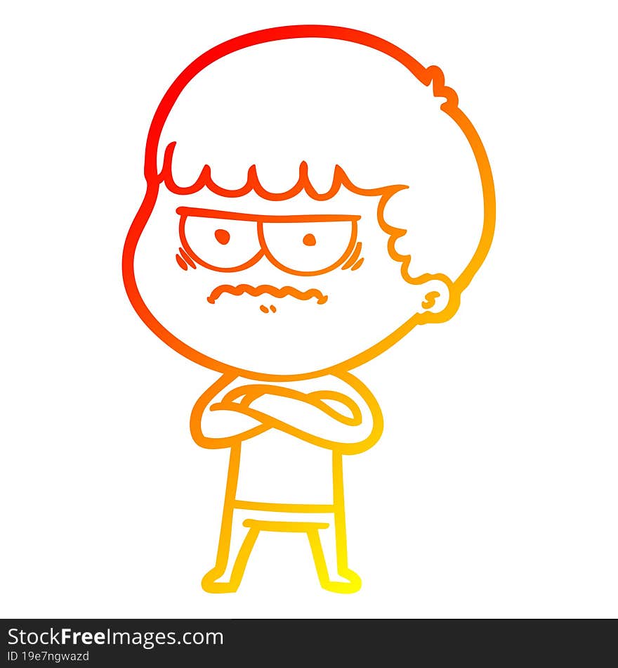 warm gradient line drawing cartoon annoyed man