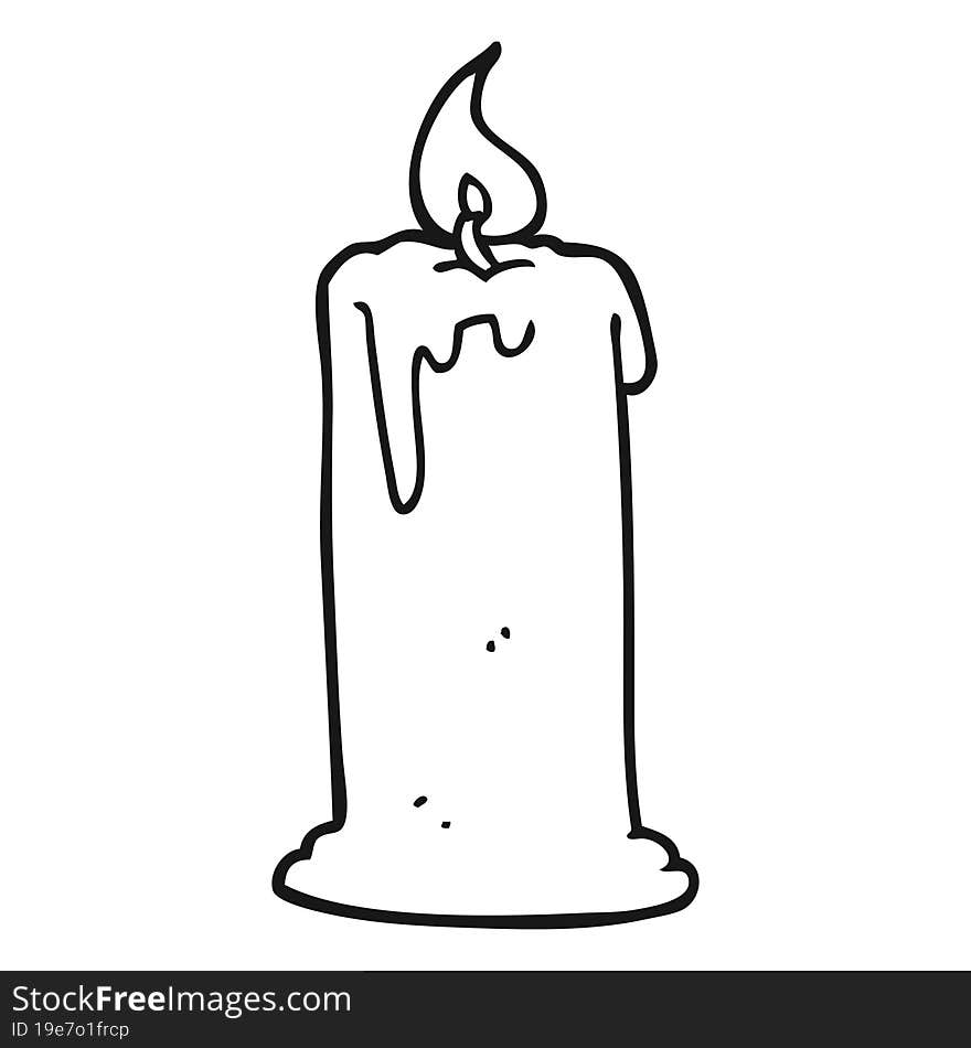 black and white cartoon burning candle