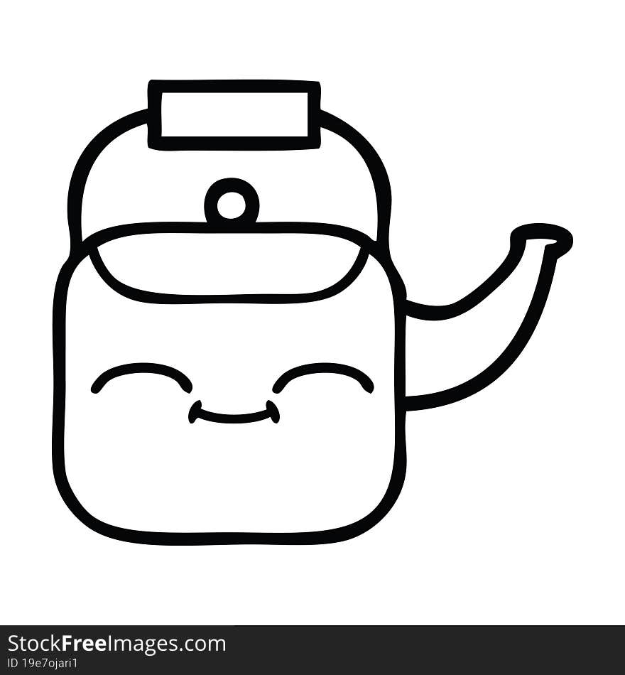 line drawing cartoon kettle