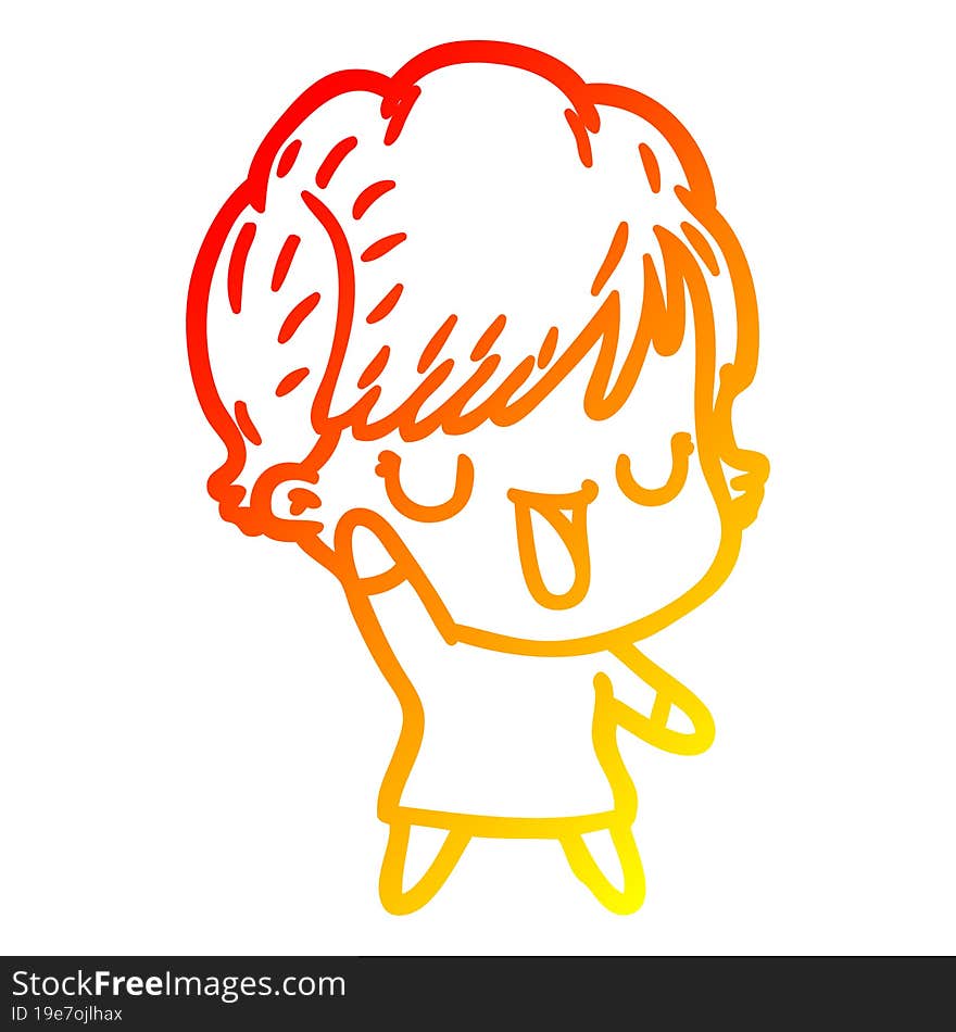 warm gradient line drawing of a cartoon woman talking