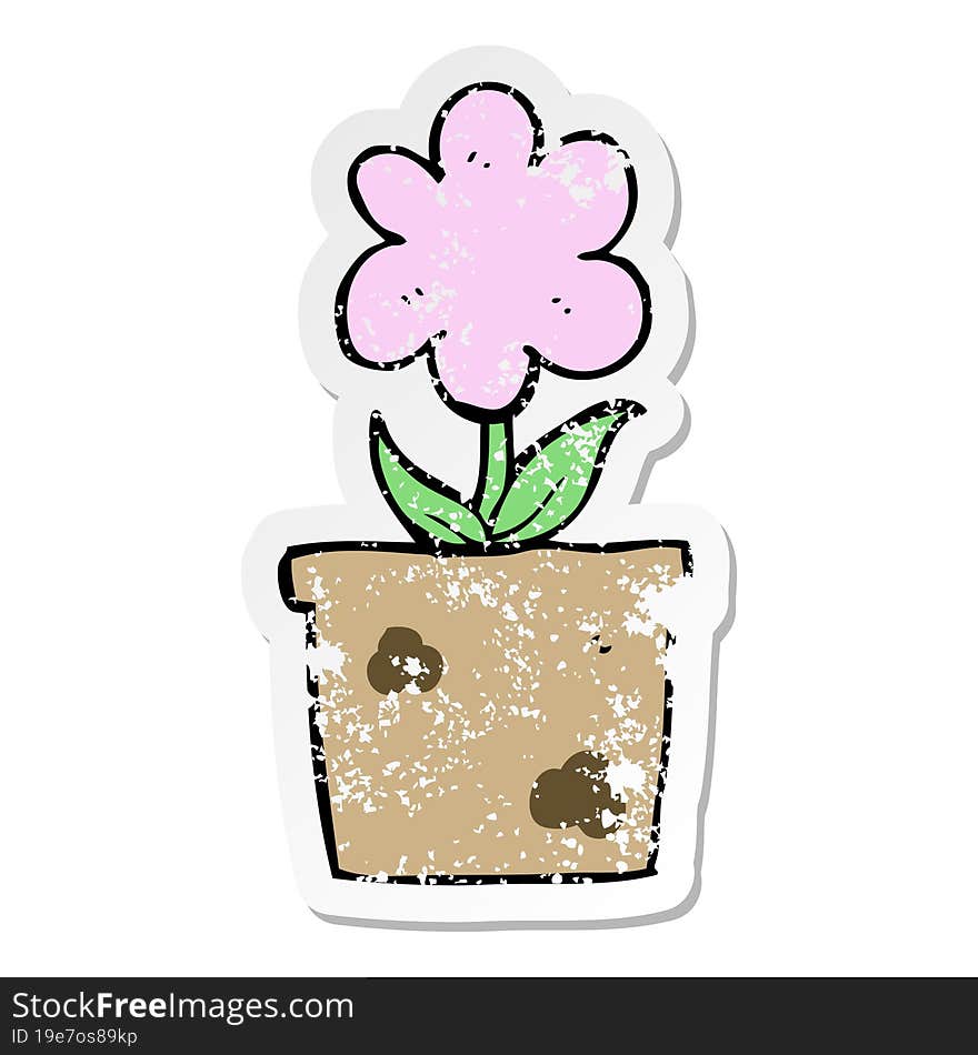 Distressed Sticker Of A Cute Cartoon Flower