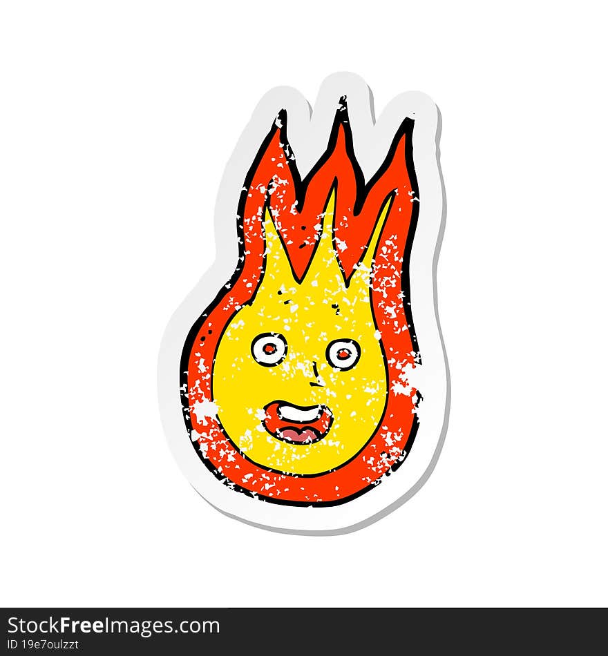 retro distressed sticker of a cartoon friendly fireball