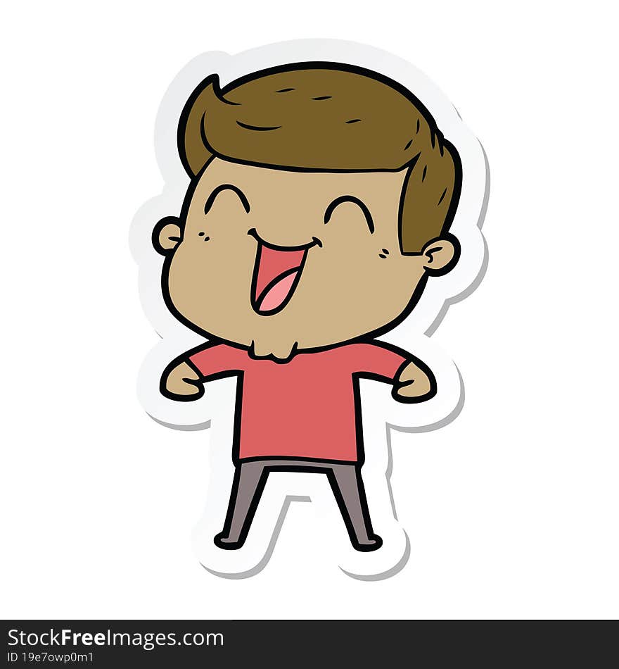 sticker of a cartoon man laughing