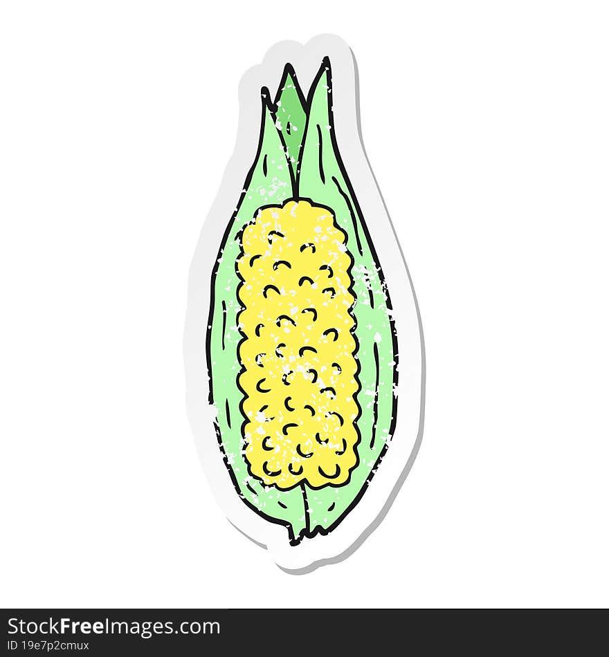 distressed sticker of a cartoon corn