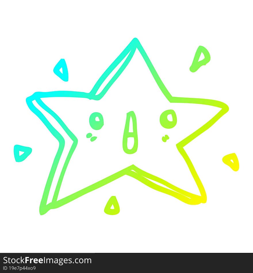 cold gradient line drawing cute cartoon star