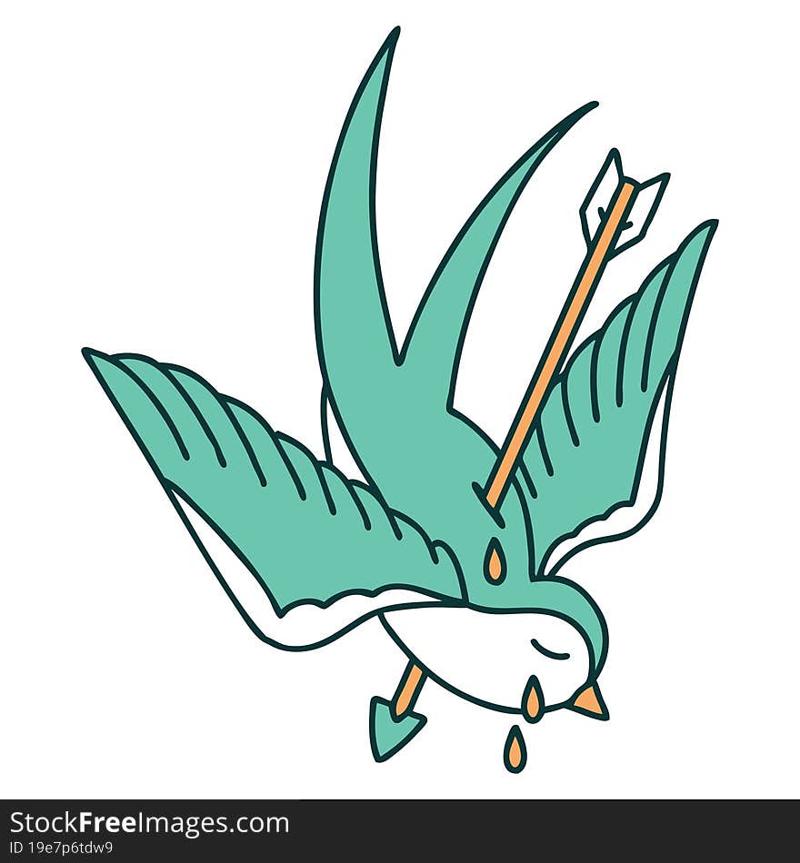 Tattoo Style Icon Of A Swallow Crying