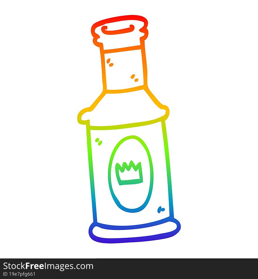 Rainbow Gradient Line Drawing Cartoon Alcoholic Drink