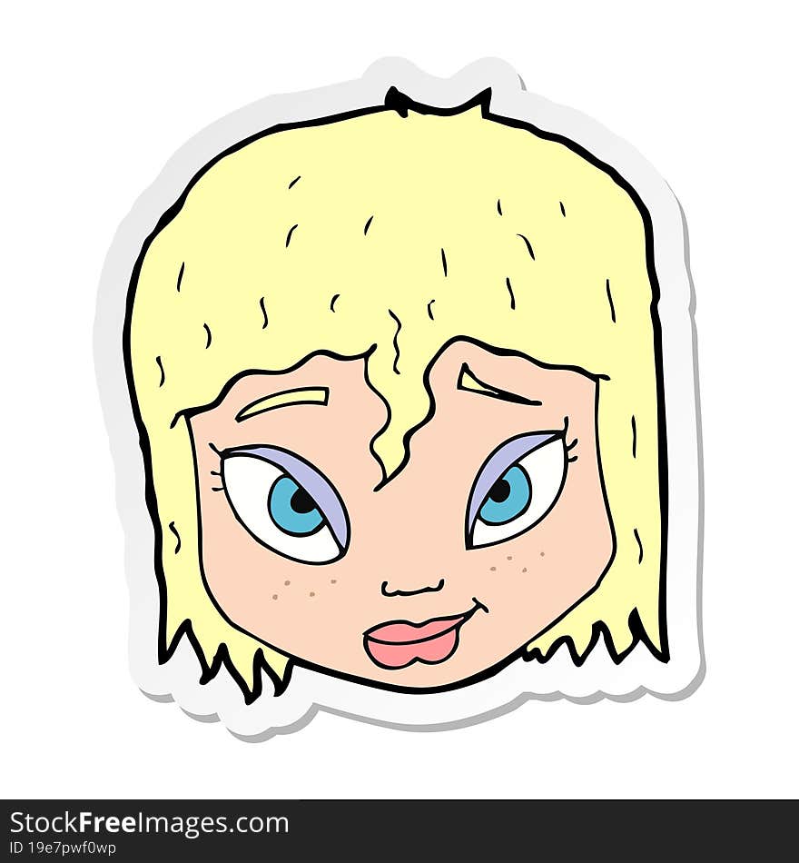 sticker of a cartoon female face