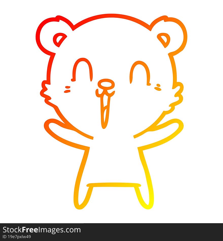 warm gradient line drawing happy cartoon polar bear