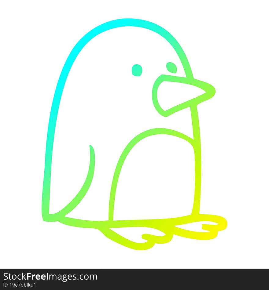 Cold Gradient Line Drawing Cartoon Small Penguin